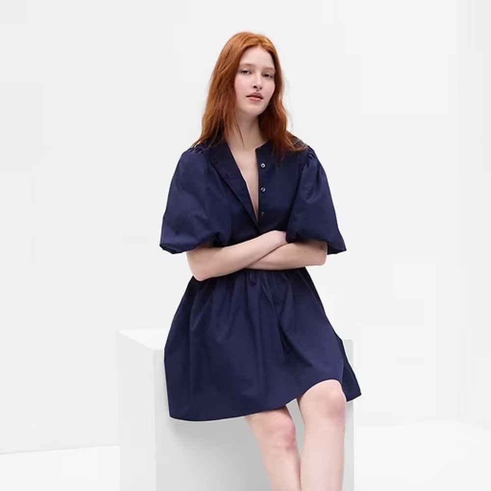 Gap Balloon Sleeve Mini Dress, Navy, NWT